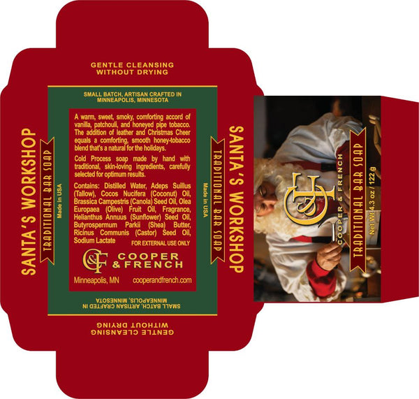 Cooper & French Santa's Workshop Traditional Bar Soap Full Panel Layout